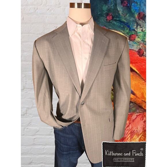Kilburne and Finch Other - Kilburne and Finch 48R Gray Blue Pinstripe Blazer Casual Sport Coat Jacket